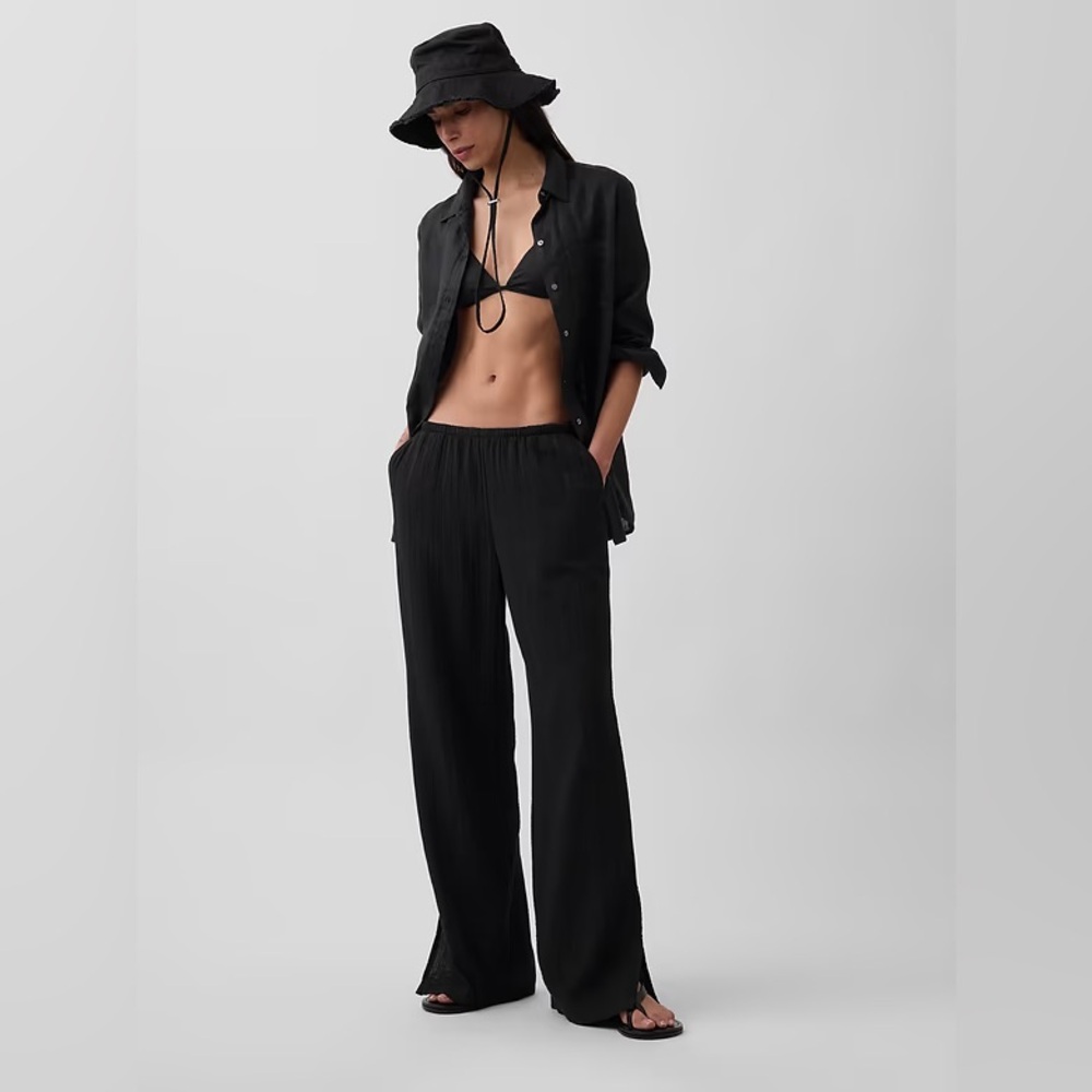 NWT! GAP Black Cotton Gauze Easy Split-Hem Pants - Multiple🩷 877642 - Picture 6 of 8